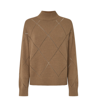 Pepe Jeans para mujer. PL702215 Jersey Idris Perkins marrón (S), Casual, Algodón, Sostenible