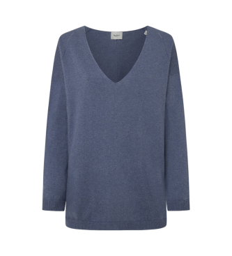 Pepe Jeans para mujer. PL702220 Jersey Isela V azul (S), Casual, Algodón, Sostenible