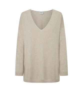 Pepe Jeans para mujer. PL702220 Jersey Isela V beige (XS), Casual, Algodón, Sostenible