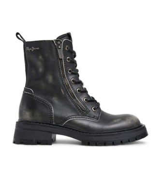 Pepe Jeans para mujer. PLS50548 Botines de Piel Kane Rub negro (38), 3 a 5cm, Cremallera, Casual