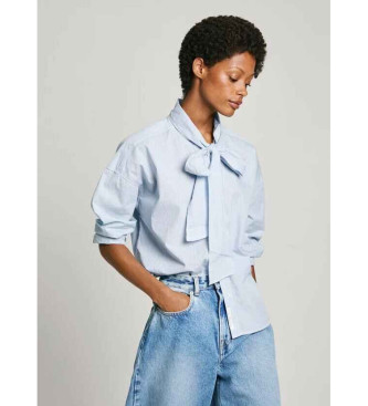 Pepe Jeans para mujer. PL304927 Blusa Karysha azul (S), Casual, Algodón, Manga larga