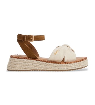 Pepe Jeans para mujer. PLS90690 Sandalias de Piel Kate Bass marrón (39), 3 a 5cm, Hebilla, Casual