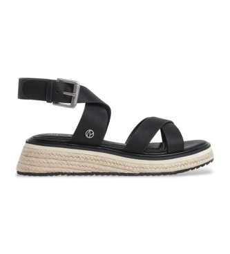 Pepe Jeans para mujer. PLS90692 Sandalias Kate Nature negro (36), 3 a 5cm, Hebilla, Casual