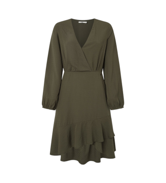 Pepe Jeans para mujer. PL953610 Vestido Kendall verde (M), Blanco, Casual, Viscosa, Manga larga, Nude
