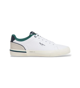 Pepe Jeans para hombre. PMS300011 Zapatillas Kenton Campus blanco (46), Plano, Cordones, Casual
