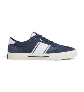 Pepe Jeans para hombre. PMS31060 Zapatillas de piel Kenton Club marino (45), Plano, Ante, Cordones, Casual