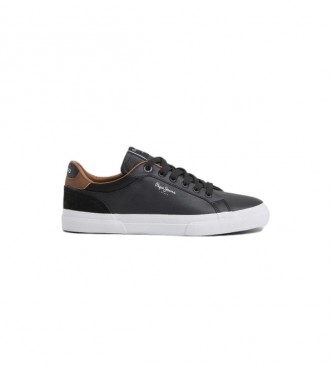 Pepe Jeans para hombre. PMS30839 Zapatillas Kenton Court negro (41), Piel, Plano, Cordones, Casual