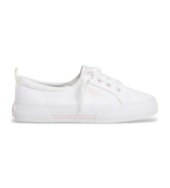 Pepe Jeans para niña. PGS30616 Zapatillas Kenton Free G blanco (35), Plano, Cordones, Casual, Sostenible, moda infantil