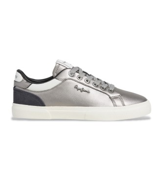 Pepe Jeans para mujer. PLS300005 Zapatillas Kenton Glam plateado (38), Plata, Plano, Cordones, Casual