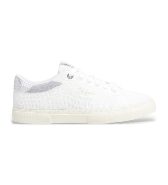 Pepe Jeans para mujer. PLS31601 Zapatillas Kenton Knit blanco (39), Plano, Cordones, Casual