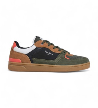 Pepe Jeans para hombre. PMS00027 Zapatillas de piel Kore Skate verde (41), Plano, Ante, Cordones, Casual