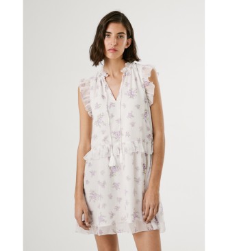 Pepe Jeans para mujer. PL953752 Vestido Lana blanco (S), Casual, Poliéster, Sin mangas / Tirantes