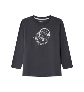 Pepe Jeans para niño. PB5000017 Camiseta Landree gris (14Años= 164cm), Casual, Algodón, Manga larga, moda infantil