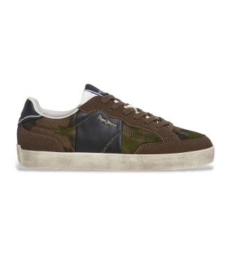 Pepe Jeans para hombre. PMS300004 Zapatillas Lane Camo verde (44), Plano, Ante, Cordones, Casual