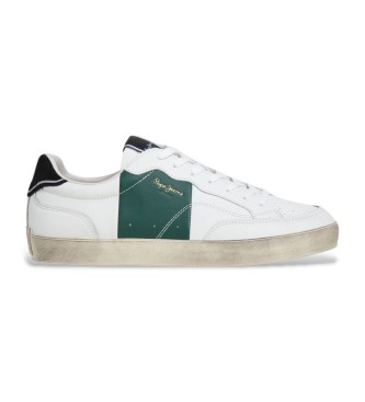 Pepe Jeans para hombre. PMS300007 Zapatillas de Piel Lane Mix blanco (43), Plano, Cordones, Casual