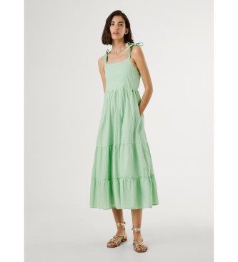 Pepe Jeans para mujer. PL953749 Vestido Larieta verde (M), Casual, Algodón, Sin mangas / Tirantes