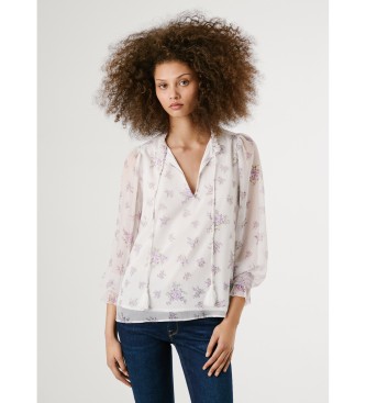 Pepe Jeans för kvinnor. PL305104 Lee blus vit (XS), Casual, Polyester