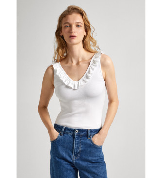 Pepe Jeans para mujer. PL505851 Camiseta Leire blanco (M), Casual, Algodón, Sin mangas / Tirantes