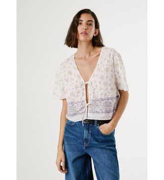 Pepe Jeans para mujer. PL305106 Blusa Liliana blanco (S), Casual, Algodón, Manga corta