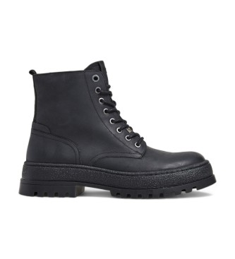 Pepe Jeans para hombre. PMS50258 Botines de piel Lincoln Top negro (42), Plano, Cordones, Cremallera, Casual