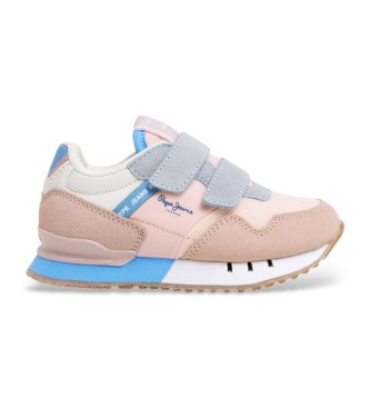 Pepe Jeans para niña. PGS40018 Zapatillas London Band rosa, beige (29), Plano, Velcro, Casual, moda infantil