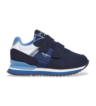 Pepe Jeans para niño. PBS400006 Zapatillas London marino (24), Plano, Velcro, Casual, Deportivo, moda infantil