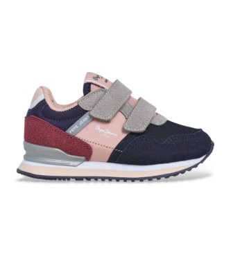 Pepe Jeansvoor meisjes. PGS400005 London Bet Sneakers roze, marine (24), Plat, Klittenband, Casual, Marineblauw, kinderkleding
