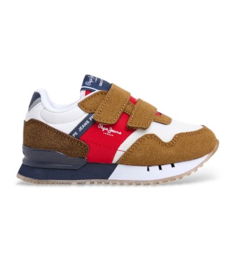 Pepe Jeans para niño. PBS40015 Zapatillas London Life marrón (30), Plano, Velcro, Casual, moda infantil