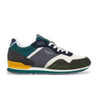 Pepe Jeans para hombre. PMS40035 Zapatillas de piel London life multicolor (45), Plano, Ante, Cordones, Casual