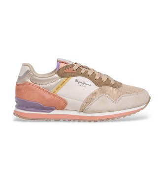 Pepe Jeans para mujer. PLS400025 Zapatillas London Sand beige (37), Plano, Cordones, Casual