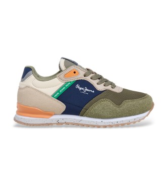 Pepe Jeans unisex para niños. PBS400013 Zapatillas London South verde (33), Plano, Cordones, Deportivo, moda infantil