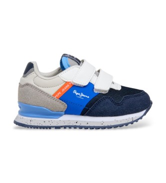 Pepe Jeans unisex para niños. PBS400014 Zapatillas London South azul (31), Plano, Velcro, Casual, moda infantil