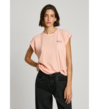 Pepe Jeans para mujer. PL505998 Camiseta Lorena rosa (S), Casual, Algodón, Manga corta