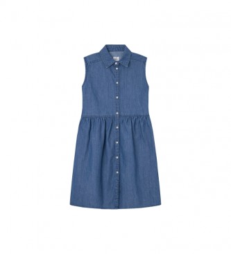 Pepe Jeans para niña. PG951607 Vestido Lori azul (14años= 164cm), Casual, Sin mangas / Tirantes, Algodón Orgánico, Sostenible, moda infantil