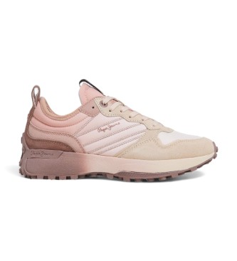 Pepe Jeans para mujer. PLS60010 Zapatillas de piel Lucky Flag rosa (40), Plano, Ante, Cordones, Casual