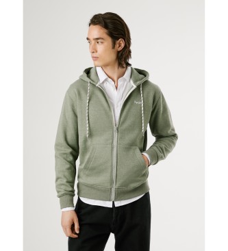 Pepe Jeans para hombre. PM5800017 Sudadera Macbeth Melange Zip verde (XS), Casual, Poliéster