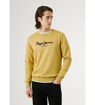 Pepe Jeansvoor mannen. PM5800011 Sweatshirt Macbeth effen geel (L), Casual, Katoen, Mosterd
