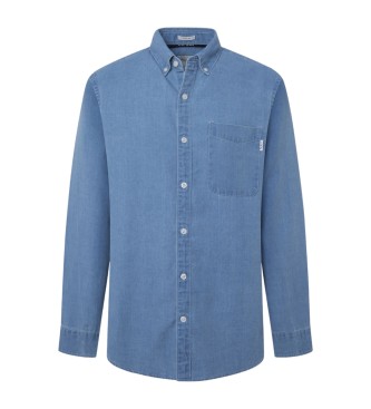 Pepe Jeans para hombre. PM308712 Camisa Maison azul (M), Casual, Algodón, Manga larga