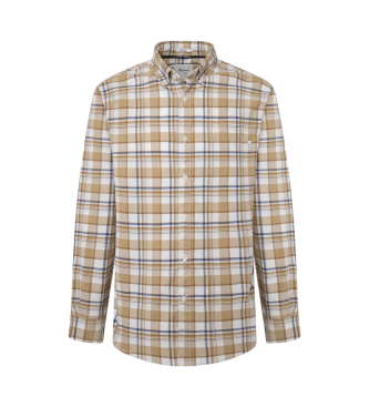 Pepe Jeans para hombre. PM308732 Camisa Manel beige (XL), Casual, Manga larga, Algodón Orgánico, Sostenible