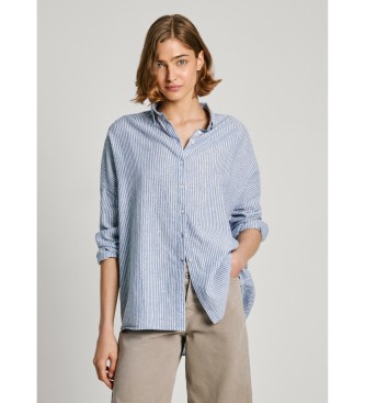 Pepe Jeans para mujer. PL304870 Camisa Marcel azul (S), Casual, Lino, Manga larga