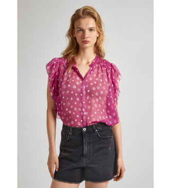 Pepe Jeans para mujer. PL304798 Blusa Marley rosa (M), Casual, Poliéster, Sin mangas / Tirantes