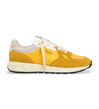 Zapatillas de piel Marlon Divided amarillo (43), Plano, Ante, Cordones, Casual