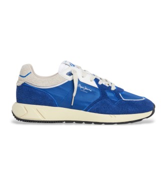 Pepe Jeans para hombre. PMS60036 Zapatillas de piel Marlon Divided azul (43), Plano, Ante, Cordones, Casual