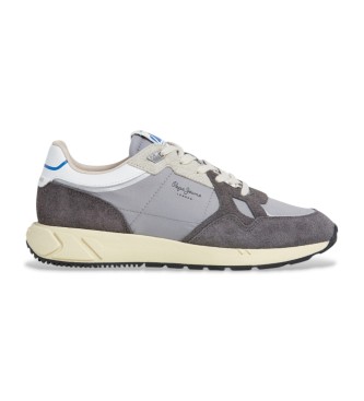 Pepe Jeans para hombre. PMS600001 Zapatillas de Piel Marlon Vibe gris (44), Plano, Cordones, Casual
