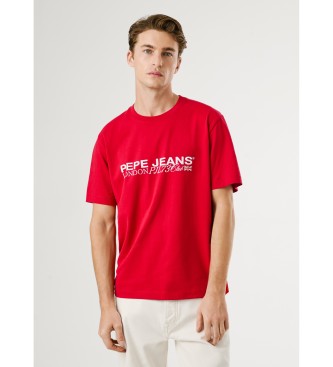 Pepe Jeansvoor mannen. PM5010104 Matthew T-shirt rood (XL), Casual, Katoen, Korte mouwen
