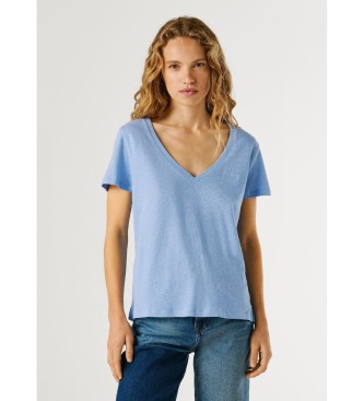 Pepe Jeans para mujer. PL506048 Camiseta Megan azul (XS), Casual, Algodón, Manga corta