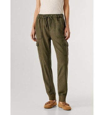 Pepe Jeans para mujer. PL2100040 Pantalón Jogger Mid Waist Slim verde (27), Casual, Algodón
