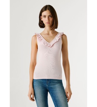 Pepe Jeans para mujer. PL506050 Camiseta Millie rosa (S), Casual, Algodón, Sin mangas / Tirantes
