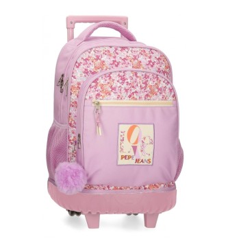 Mochila con ruedas Sandra 2R rosa (OSFA), Casual, Poliéster, moda infantil, Pepe Jeans outlet 2024.