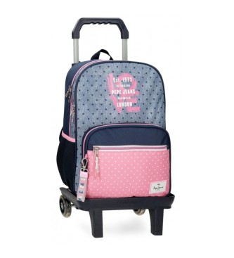 Mochila escolar Noni denim dos compartimentos 40 cm con carro azul (OSFA), Casual, Poliéster, moda infantil, P